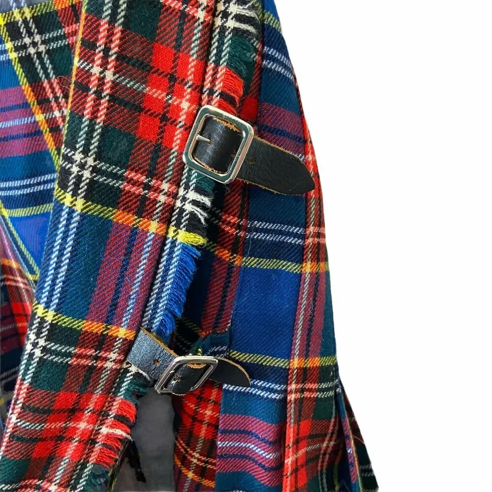 Scottish Tartan Skirt Size XS Kilt Retro Vintage Aston Women Wool Red Black Blue